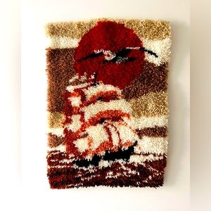 Vintage Tallship Latch Hook Tapestry